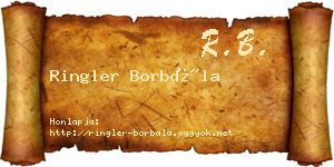 Ringler Borbála névjegykártya